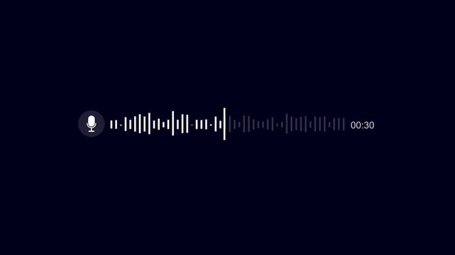 Abstract Wave Voice Animation. 60 seconds IMO Messenger Voice Message Recording Animation. Microphone Icon with Audio Spectrum Animation. Motion graphics of voice record direction