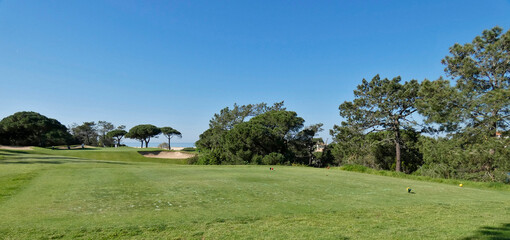 Fototapeta premium Parcours de 18 trous sur le golf de San Lorenzo à Quinta do Lago au Portugal dans l'Algarve