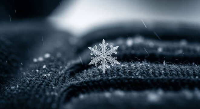 Intricate Snowflake Crystal on Dark Fabric