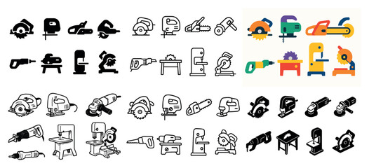 Naklejka premium Various electric power tool icons