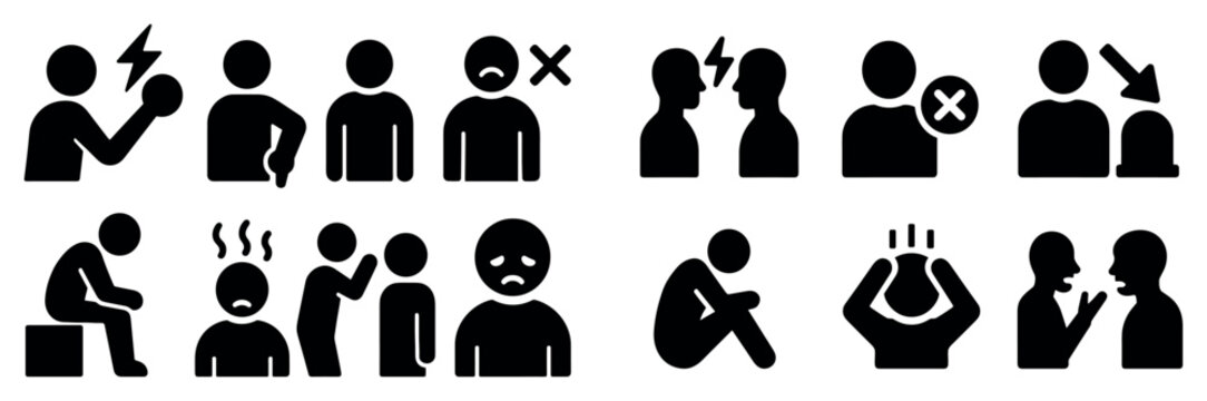 Health icons with person head hand solid
