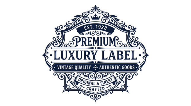 Vintage Luxury Label, Premium, Authentic Goods, Crafted Since 1928