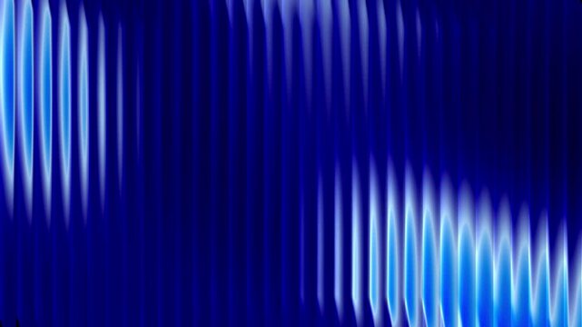 dark blue ribbed glass background with vertical light reflections and glowing wave distortion, futuristic gradient texture for modern technology design, digital wallpaper and creative backdrop