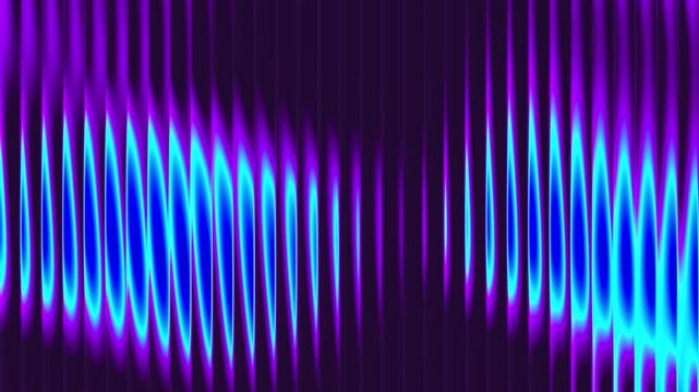 abstract neon purple and cyan refracted glass waves with vertical light streaks, vibrant glowing gradient pattern background for futuristic technology design, digital wallpaper and motion backdrop