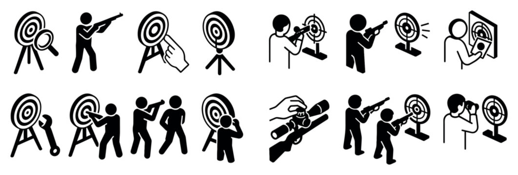 Targeting icons with dart target shooter outline