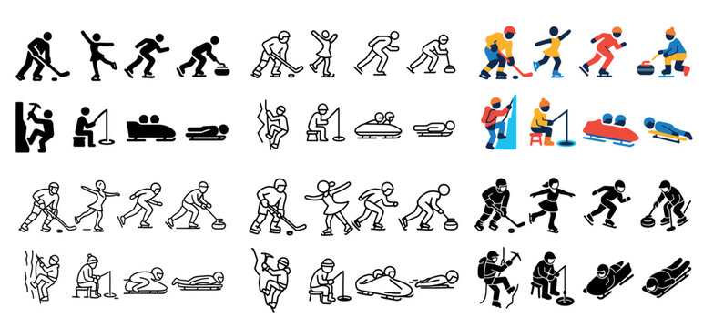 Winter sports icons and teams