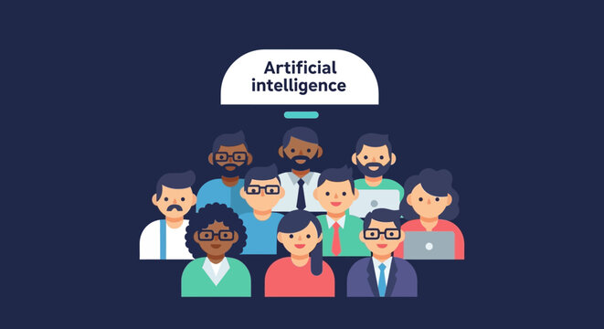 Diverse group artificial intelligence concept.