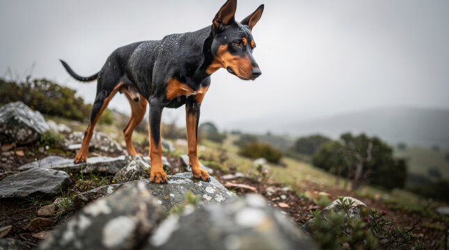 Hellenic Hound Low Angle Rocky Hillside Wildlife Telephoto Shot Natural Frame Copy Space