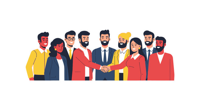 Diverse Group of People Shaking Hands.