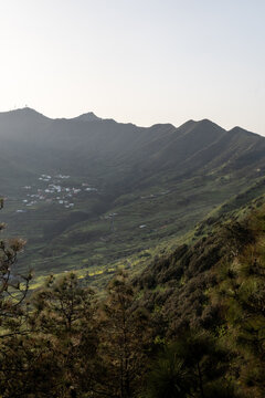 view over the Teno mountain range at golden hour