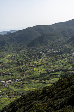 view over the Teno mountain range at golden hour