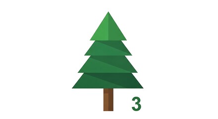 Fototapeta premium Minimalist geometric pine tree illustration for forest, nature, and Christmas holiday design themes.