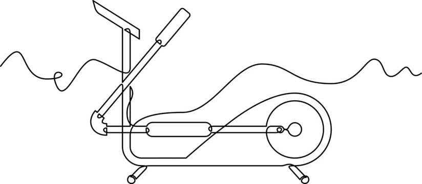 one line art Elliptical Trainer vector illustration. line art, one continuous line, simple, hand drawn and sketch style. for icons, symbols, signs or logos. png