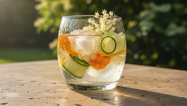 Artisanal Foraged Botanical Summer Elixir in Natural Sunlight