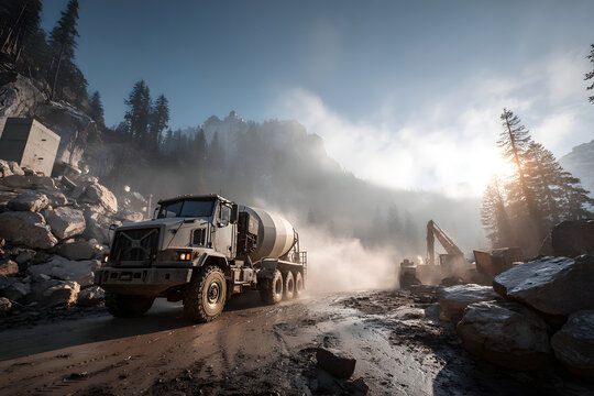 Sprayed concrete by machines for Prevent the collapse with rocks