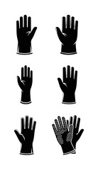Obraz premium Set of black work gloves icons, isolated on white background