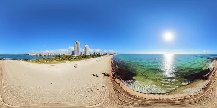 Aerial 360 Miami tour over the beach