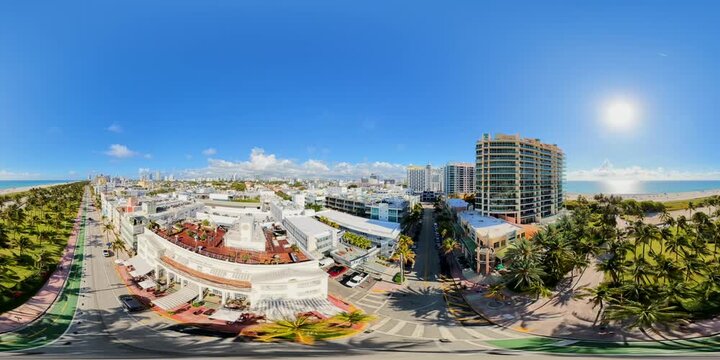 360 aerial stock footage Miami Beach Ocean Drive SoBe