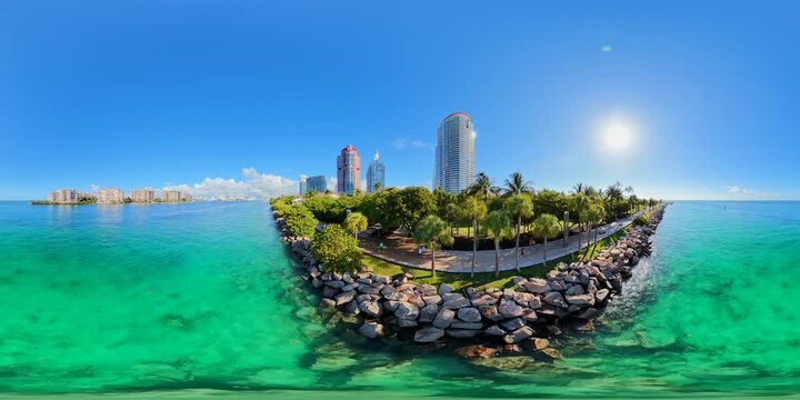 8k 260 aerial drone tour Miami Beach South Pointe Park 2026