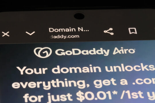 Shanghai,China-April 18th 2026: GoDaddy Airo brand logo on website