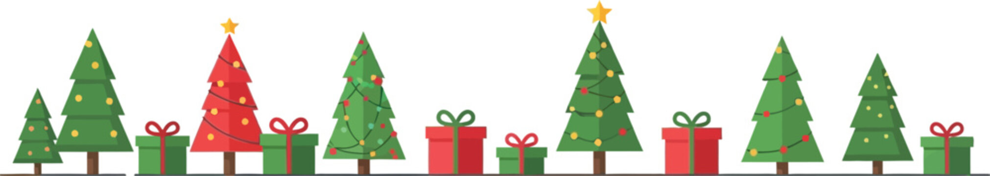 Christmas Tree and Gift Box Border for Holiday Shopping and Sale Banner Template