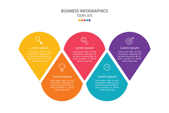 Editable business infographic template design with 5 steps. Infographic template which can be used for presentations banners, workflow layout, annual report, web design.