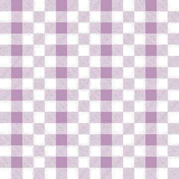 Soft purple checker plaid pattern with subtle grid texture. Seamless geometric background for textile, fabric, or wrapping design. Minimal square layout with gentle tones for modern surface use.