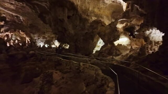 Panoramic View of Stalactites and Stalagmites in Carlsbad Caverns National Park New Mexico