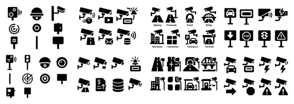 Surveillance and traffic camera icons