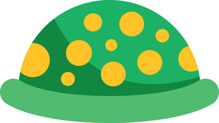 Fototapeta premium Green and yellow polka dot hat or mushroom cap design on a white background