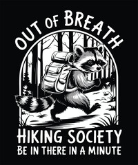 Funny Raccoon Hiking T-shirt Design © Nusrat