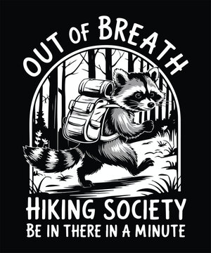 Funny Raccoon Hiking T-shirt Design