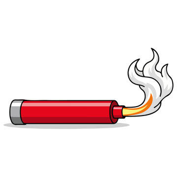 Burning Red Dynamite Stick Cartoon Vector Illustration