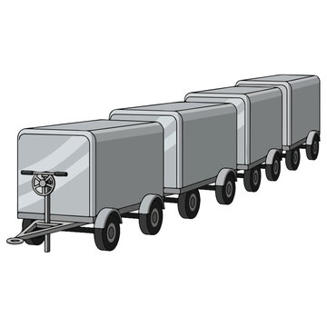 gray enclosed cargo trailer train flat vector design template