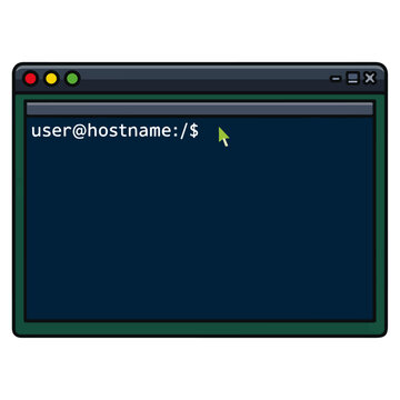 Linux Terminal Command Prompt Desktop Window Flat Vector Illustration