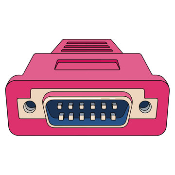 pink db9 serial port connector flat vector illustration