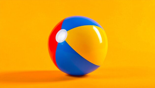 Colorful Beach Ball on Orange Background Representing Summer Fun Play and Lifestyle Photography