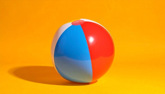 Colorful Beach Ball on Orange Background Representing Summer Fun Play and Lifestyle Photography