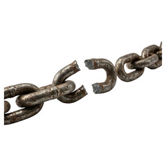 Fototapeta premium Heavy Duty Rusty Metal Chain Breaking Apart in the Middle