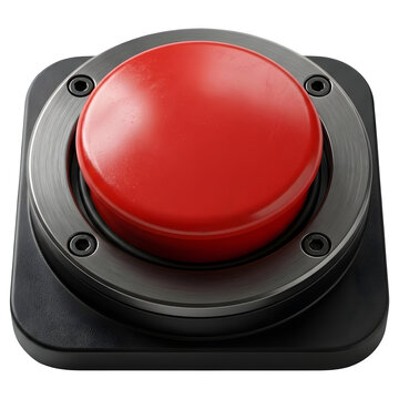 Large Red Panic Button on Black Base Top View