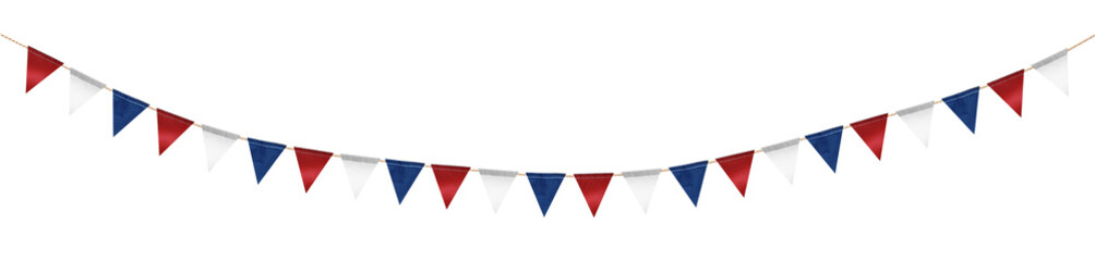 Naklejka premium Bunting in colors of USA flag on transparent background, png