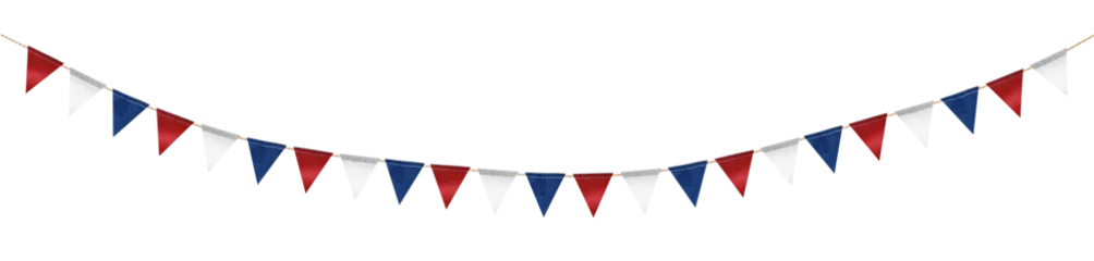 Bunting in colors of USA flag on transparent background, png © New Africa