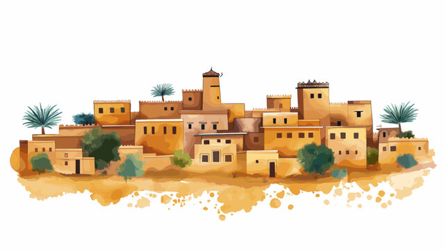 Agadez. Agadez hand drawn watercolor illustration on white background
