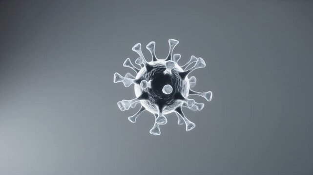 Single Virus Molecule Floating in Neutral Background, Macro Scientific Visualization Minimal Clean Medical Concept