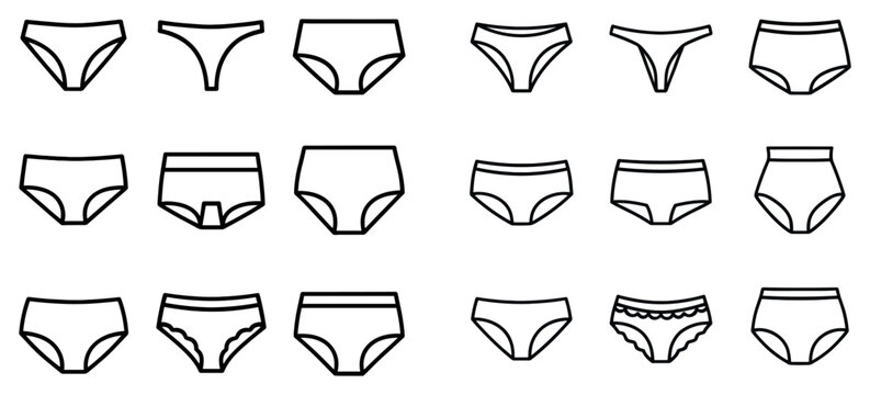 Underwear icons with panty brief thong outline minimal