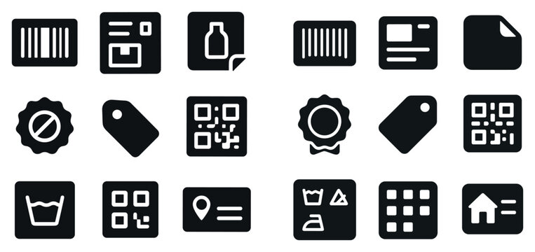 Retail icons with barcode bottle tag minimal