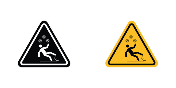 Slippery ice sign in doodles flat and line stroke pack