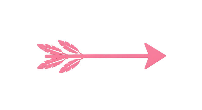 A pink arrow with red floral accents pointing to the right on a white background isolated on transparent background