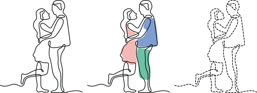 Illustrations of dance partners in different styles and body alignments. Vector