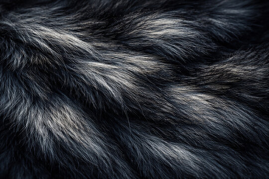 Wolf Fur Texture Close-up: A detailed, close-up view of a wolf's fur showcases its natural texture, color variation, and dense growth, offering a tactile glimpse into the wild.